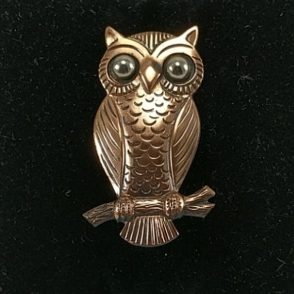 ๐จ๐ฆ Late 1950s Copper & Silver Owl Brooch - Picture 1 of 4
